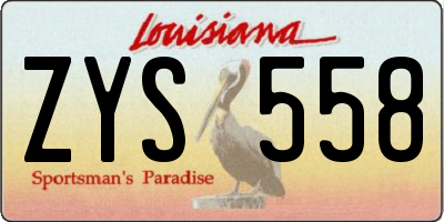 LA license plate ZYS558