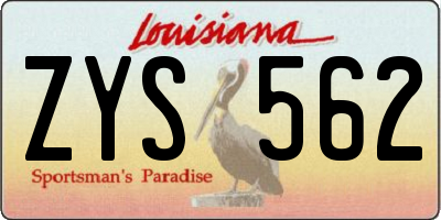 LA license plate ZYS562