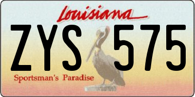 LA license plate ZYS575