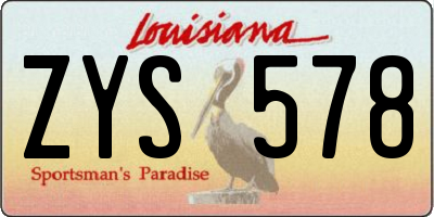 LA license plate ZYS578