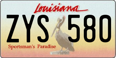 LA license plate ZYS580