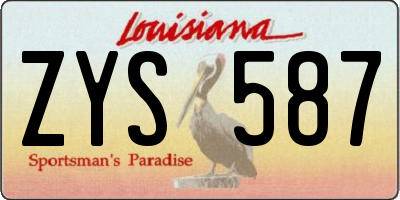 LA license plate ZYS587
