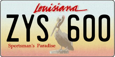 LA license plate ZYS600