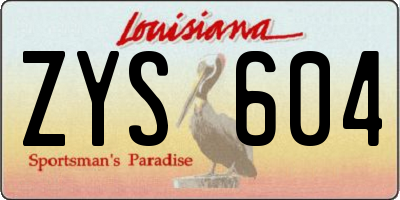 LA license plate ZYS604
