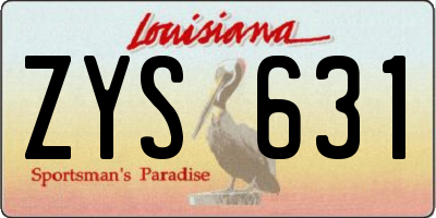 LA license plate ZYS631