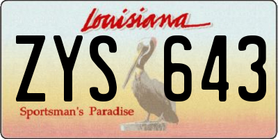 LA license plate ZYS643
