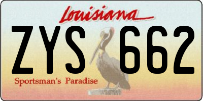 LA license plate ZYS662