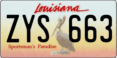 LA license plate ZYS663