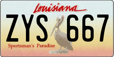 LA license plate ZYS667