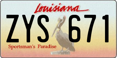 LA license plate ZYS671