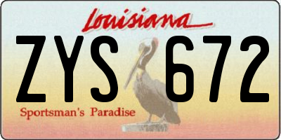 LA license plate ZYS672