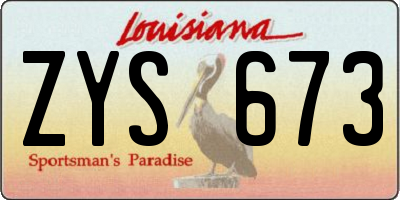 LA license plate ZYS673