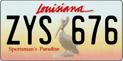 LA license plate ZYS676