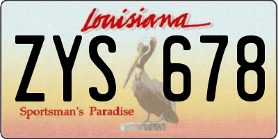 LA license plate ZYS678