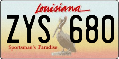 LA license plate ZYS680