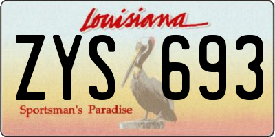 LA license plate ZYS693