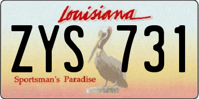 LA license plate ZYS731