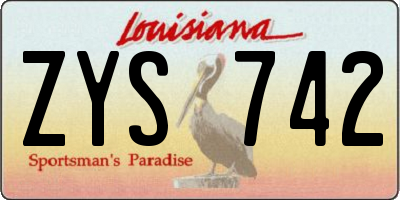 LA license plate ZYS742