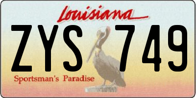 LA license plate ZYS749