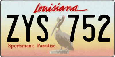 LA license plate ZYS752