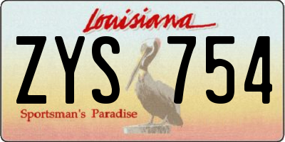 LA license plate ZYS754