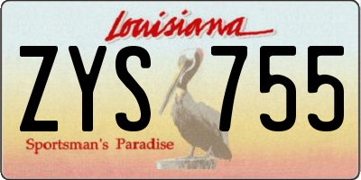 LA license plate ZYS755