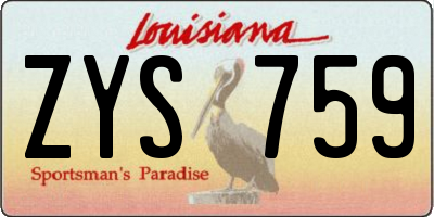 LA license plate ZYS759