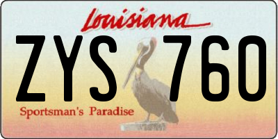 LA license plate ZYS760