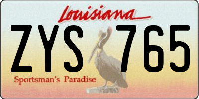 LA license plate ZYS765