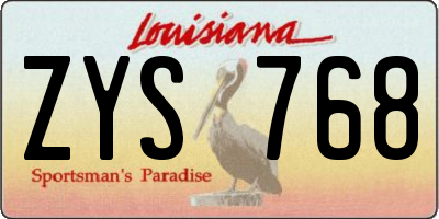 LA license plate ZYS768