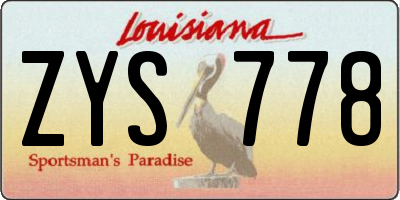 LA license plate ZYS778