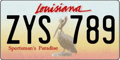 LA license plate ZYS789