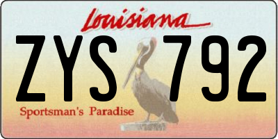 LA license plate ZYS792