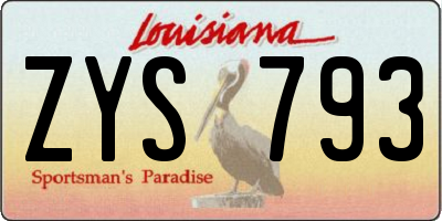 LA license plate ZYS793