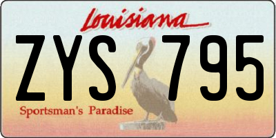 LA license plate ZYS795