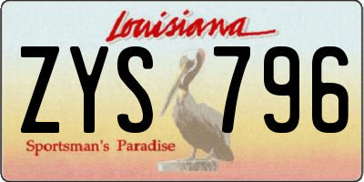 LA license plate ZYS796