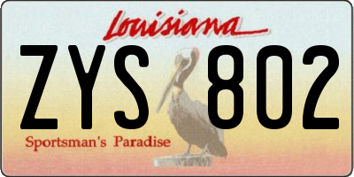 LA license plate ZYS802