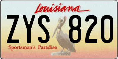 LA license plate ZYS820