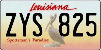 LA license plate ZYS825