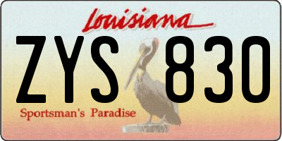 LA license plate ZYS830