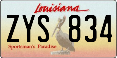 LA license plate ZYS834