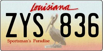 LA license plate ZYS836