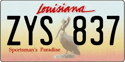 LA license plate ZYS837