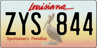 LA license plate ZYS844