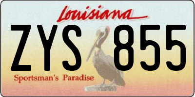 LA license plate ZYS855