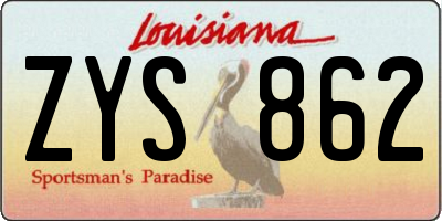 LA license plate ZYS862