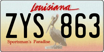 LA license plate ZYS863