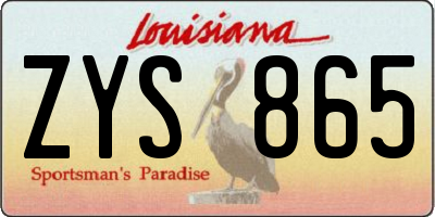 LA license plate ZYS865