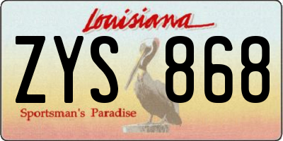 LA license plate ZYS868