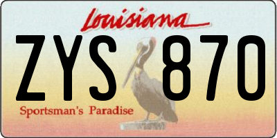 LA license plate ZYS870